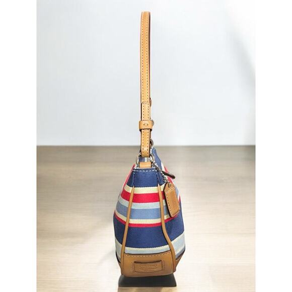 Vintage Coach 7749 Hamptons Striped Canvas Demi Bag - Picture 3 of 11